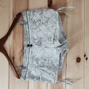 Vintage Free People Shorts Floral Green Size 10 Low Rise Tie Sides